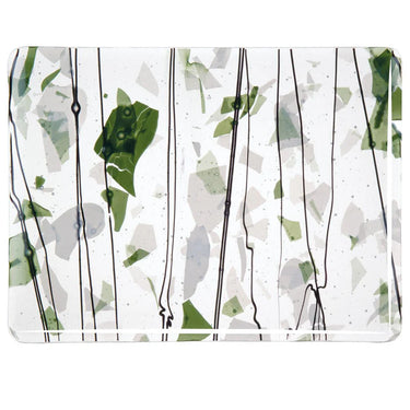 Bullseye 4117-0000 Green & White on Clear Clear Base Collage, 3 mm