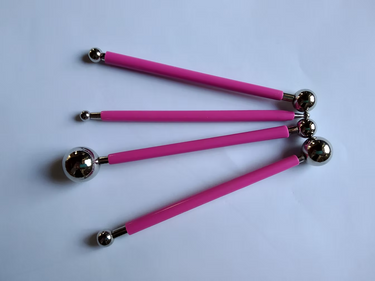 Pen med kugleender i metal, sæt af 4 stk.