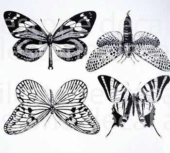 Decals, Store Sommerfugle Turkis/Guld