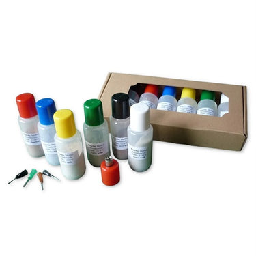 Plastflasker til keramik og glas incl. malespidser, 5 stk.